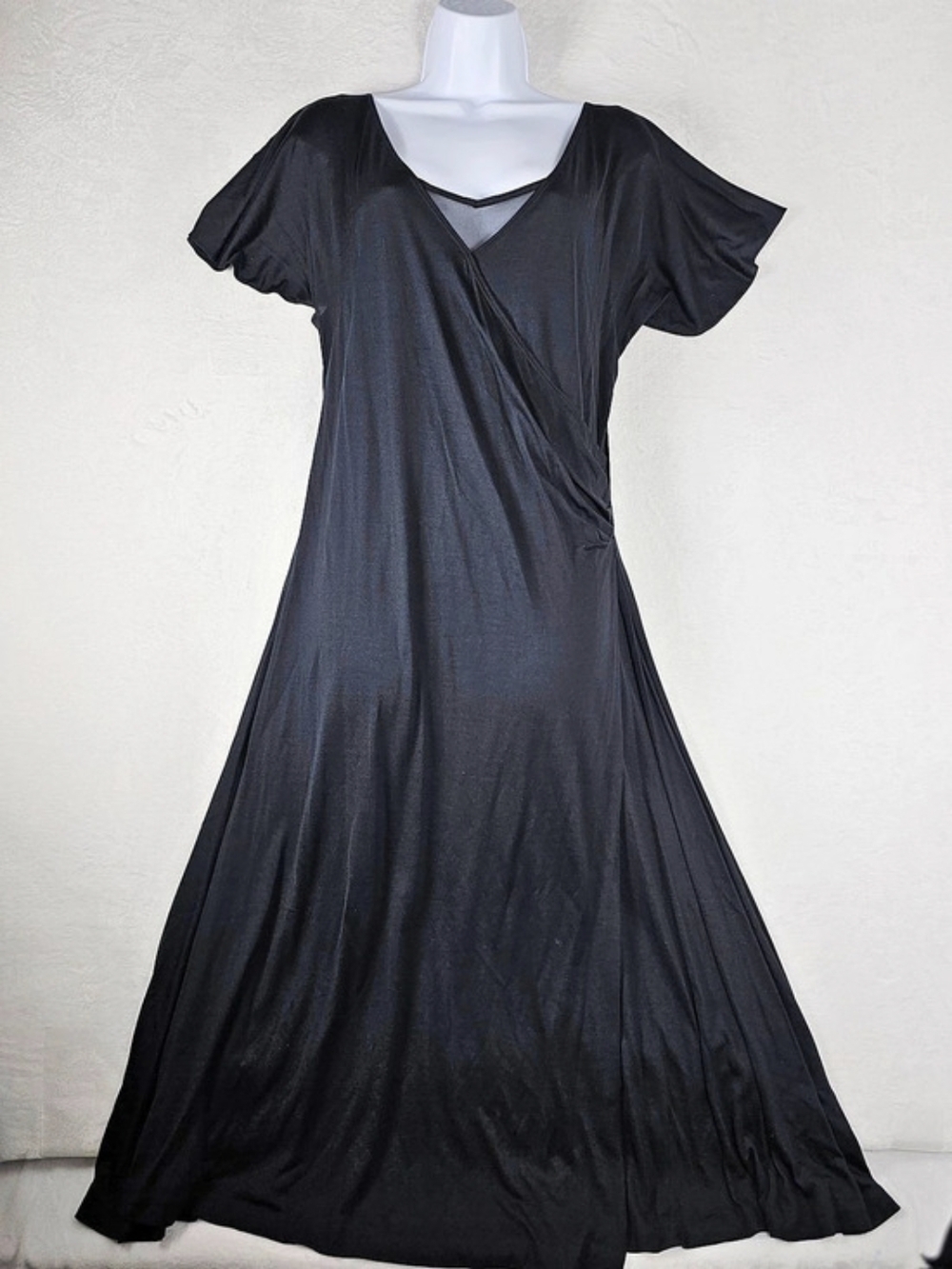 Lauren Ralph Lauren Black 100% Silk Wrap Dress & Sheer Overlay 2pc Set Large